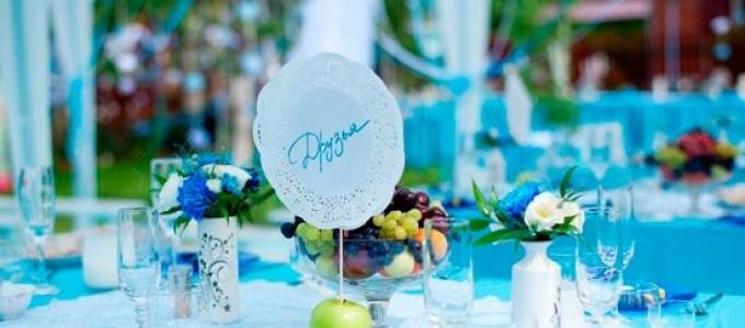 Стильное оформление свадьбы в бирюзовом цвете Оформление свадебного стола в бирюзовом цвете